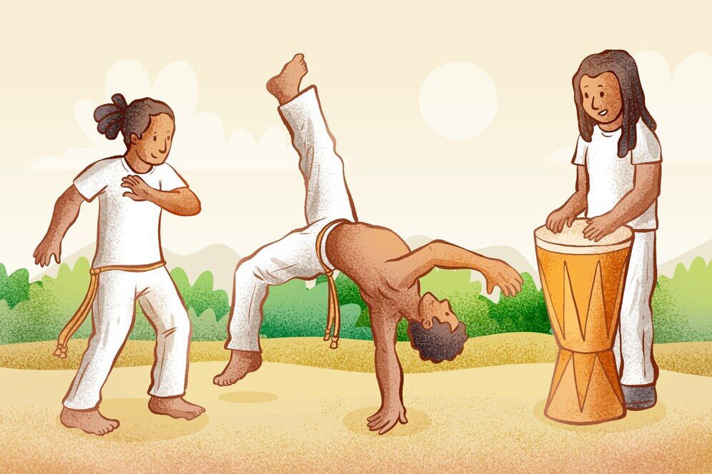 Drawing of capoeira practicing Source: Freepik