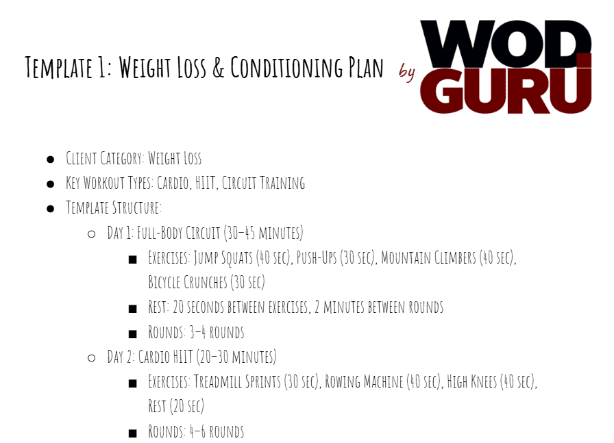 Pt Program Template 10 Personal Training Templates to Save Your Time - WodGuru