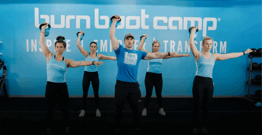 Burn Boot Camp, a boutique fitness studio with a very specific visual identification - always in light blue. Source: truemed.com